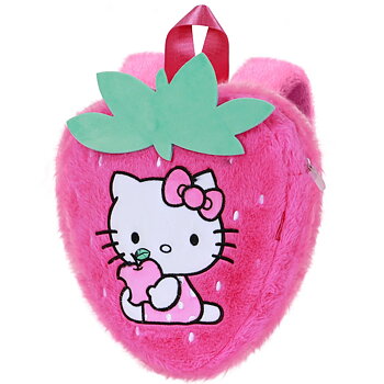 Sanrio Hello Kitty Ryggsäck i Plysch – Rosa Jordgubbsformad Kawaii Ryggsäck