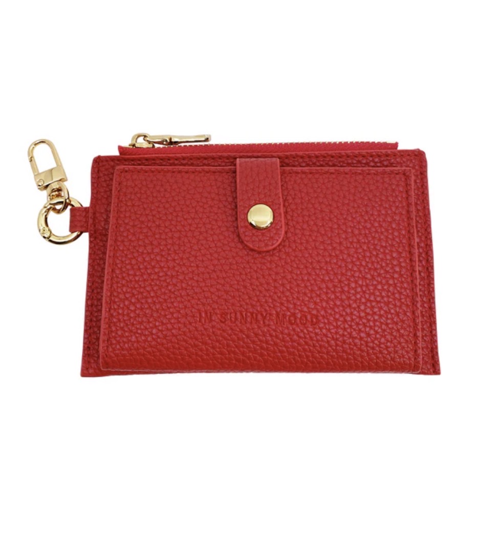 Card Holder Coin Zip Purse Red