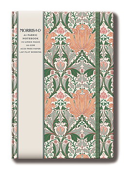 William Morris : Skrivhörnan Helena - Skrivbok med resårband, guldsnitt och läsband A5 linjerad