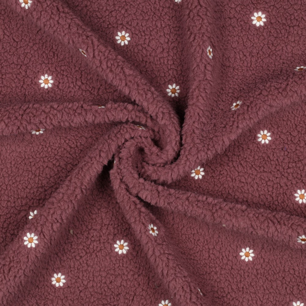 TEDDY EMBROIDERY FLOWERS - PLUM - 3