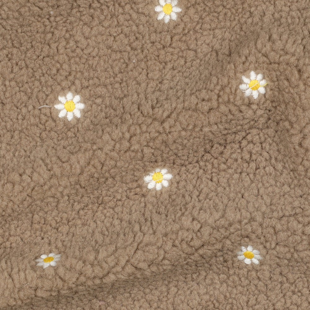 TEDDY EMBROIDERY FLOWERS - TAUPE