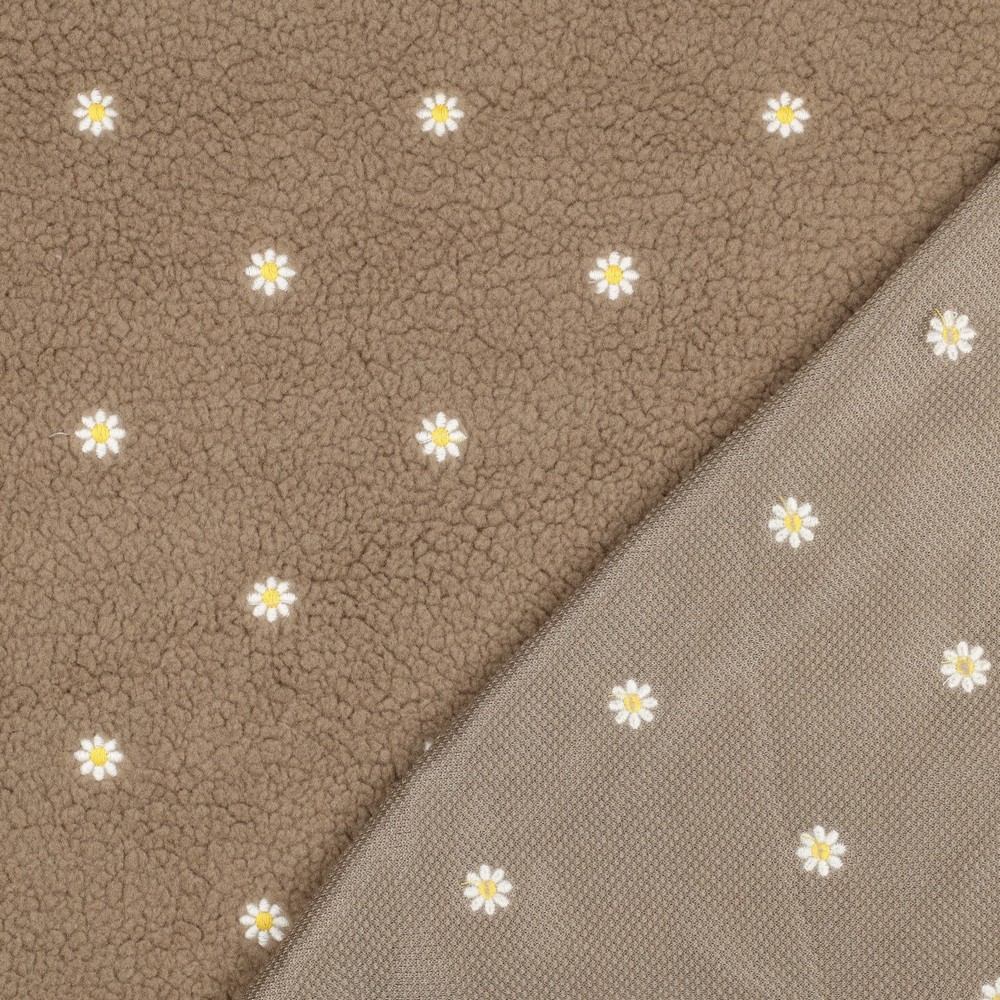 TEDDY EMBROIDERY FLOWERS - TAUPE - 4