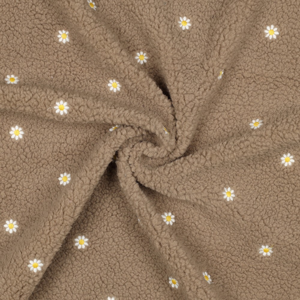 TEDDY EMBROIDERY FLOWERS - TAUPE - 3
