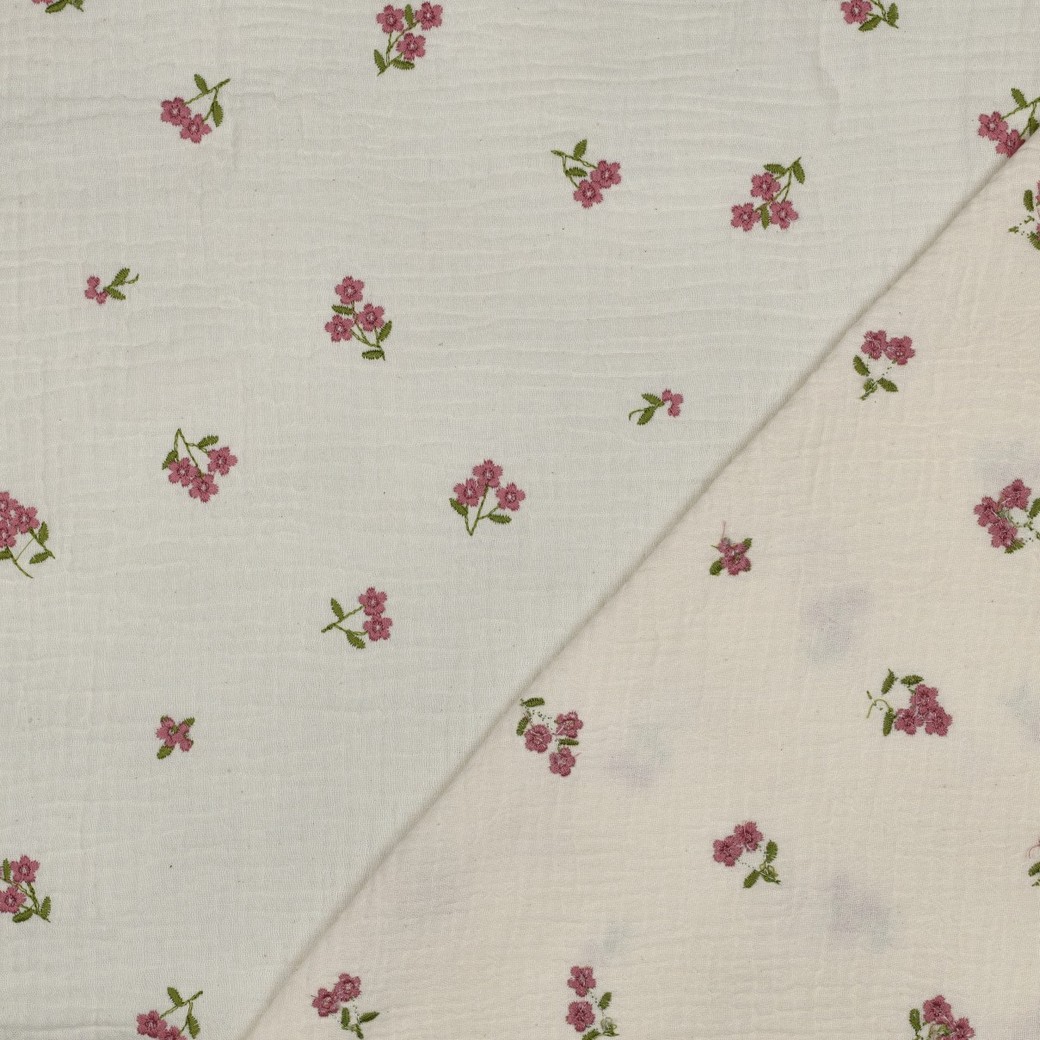 MUSLIN EMBROIDERY - PINK FLORALS - 4