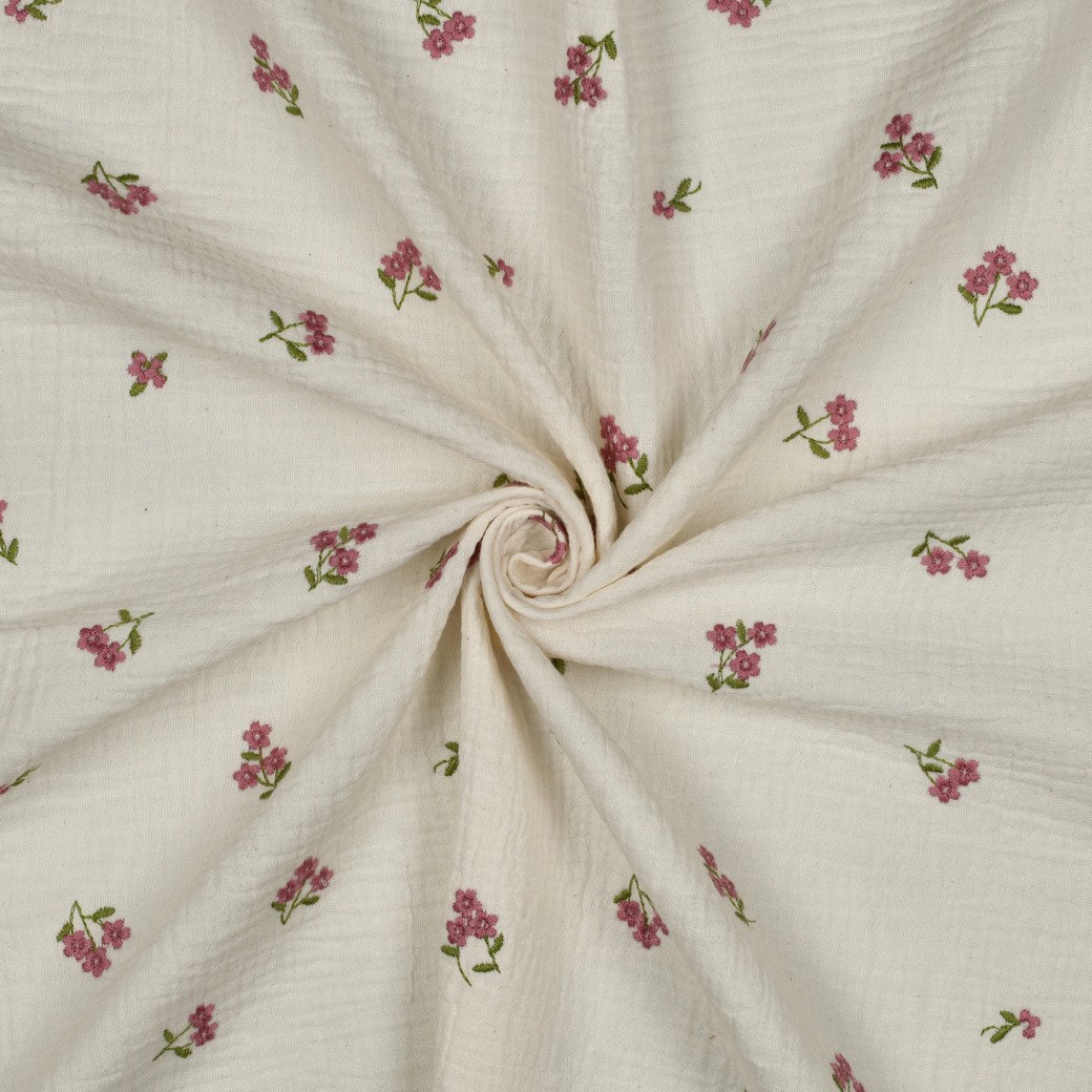 MUSLIN EMBROIDERY - PINK FLORALS - 3