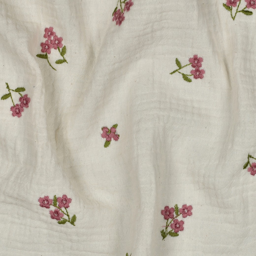 MUSLIN EMBROIDERY - PINK FLORALS