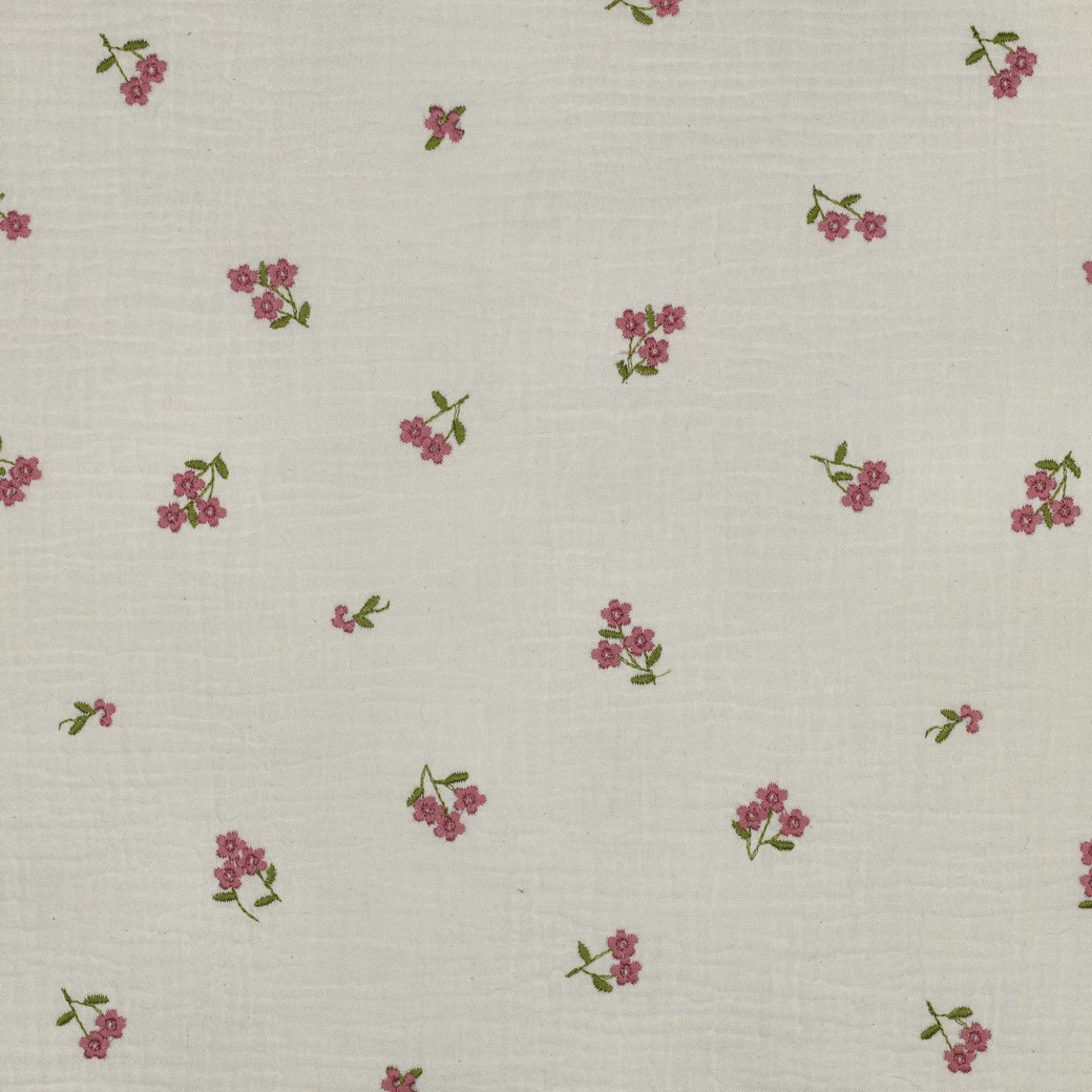 MUSLIN EMBROIDERY - PINK FLORALS - 6