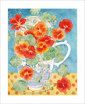 Angie Lewin : Late Summer Nasturtiums - Kort med kuvert