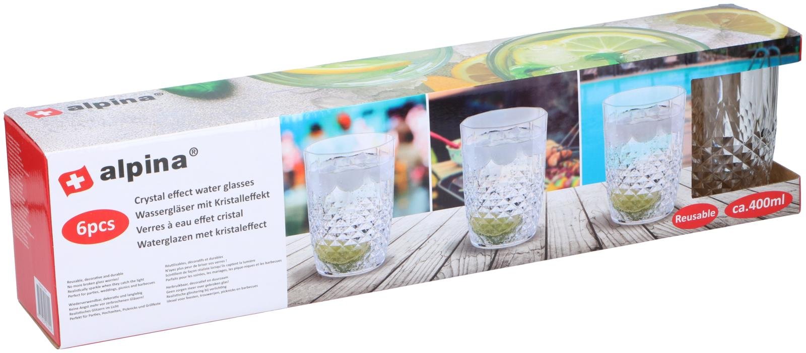 Vatten Glas 400 ml Crystal Effect – Återanvändbara Plastglas 6-pack