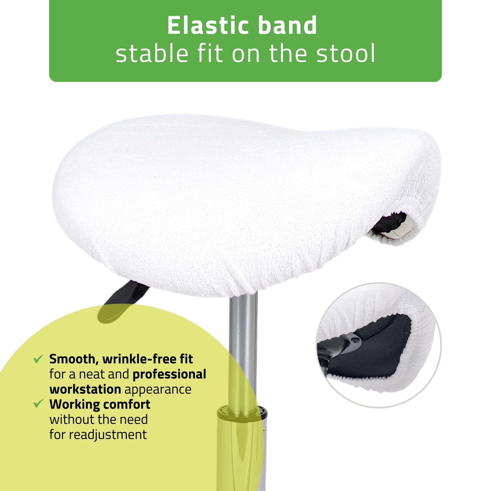 Överdrag i frotté till sadelstolar med diameter 34 till 40 cm, vit - 4