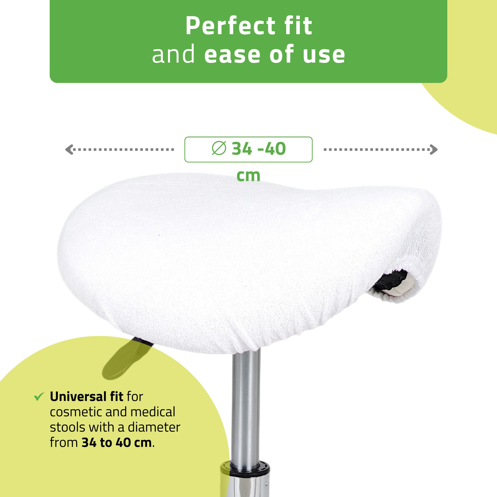 Överdrag i frotté till sadelstolar med diameter 34 till 40 cm, vit - 2
