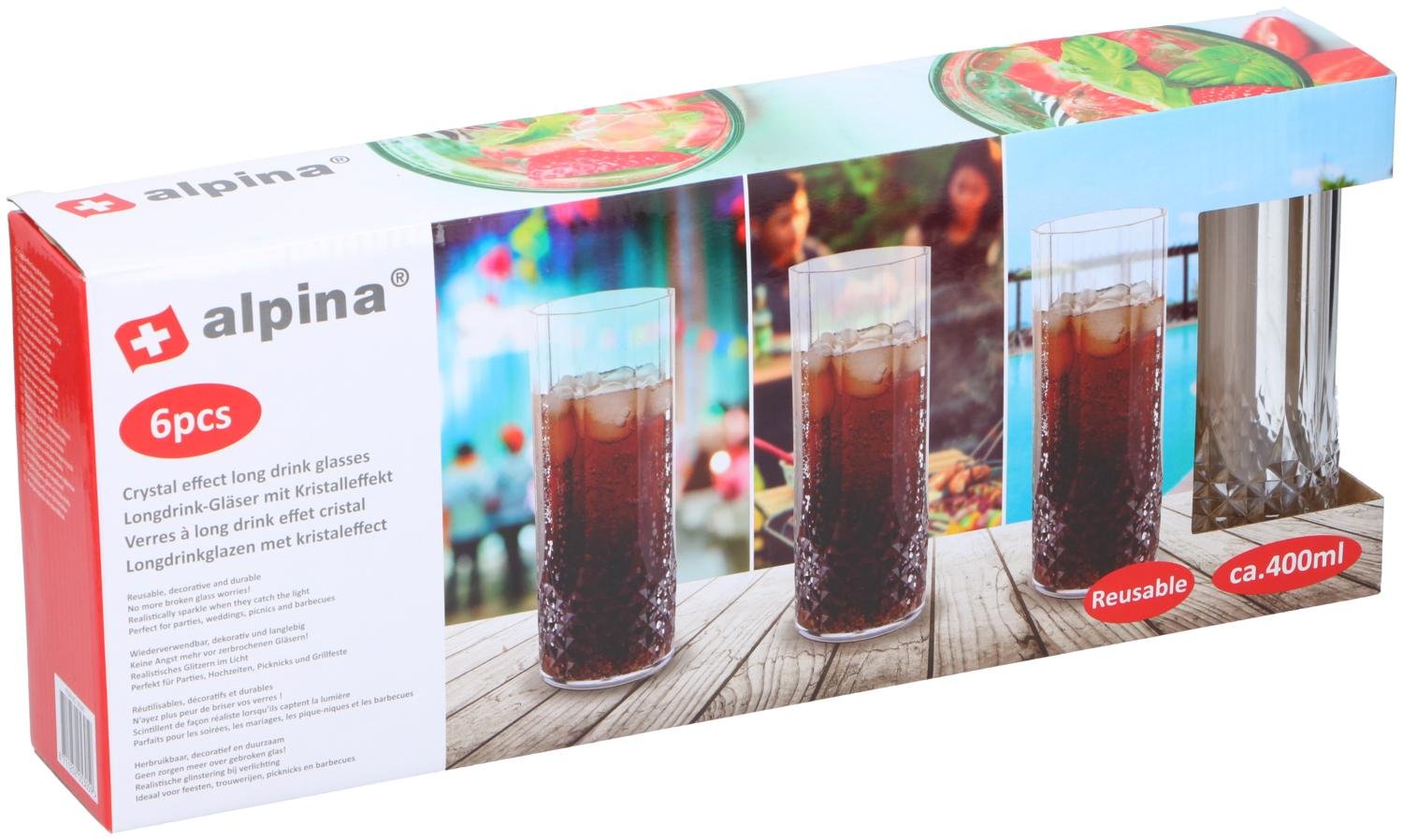Long Drink Glass 400 ml Kristalleffekt – Återanvändbara Plastglas 6-pack