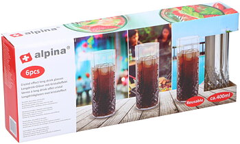 Long Drink Glass 400 ml Kristalleffekt – Återanvändbara Plastglas 6-pack