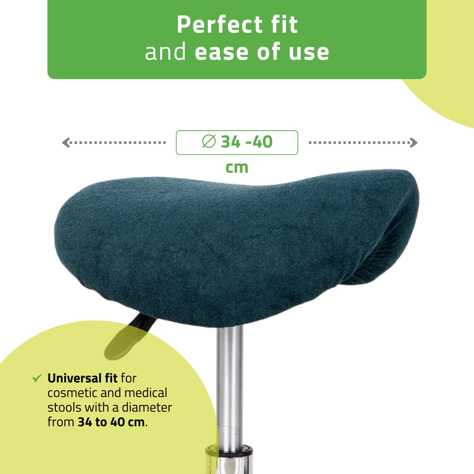 Överdrag i frotté till sadelstolar med diameter 34 till 40 cm, grön - 2