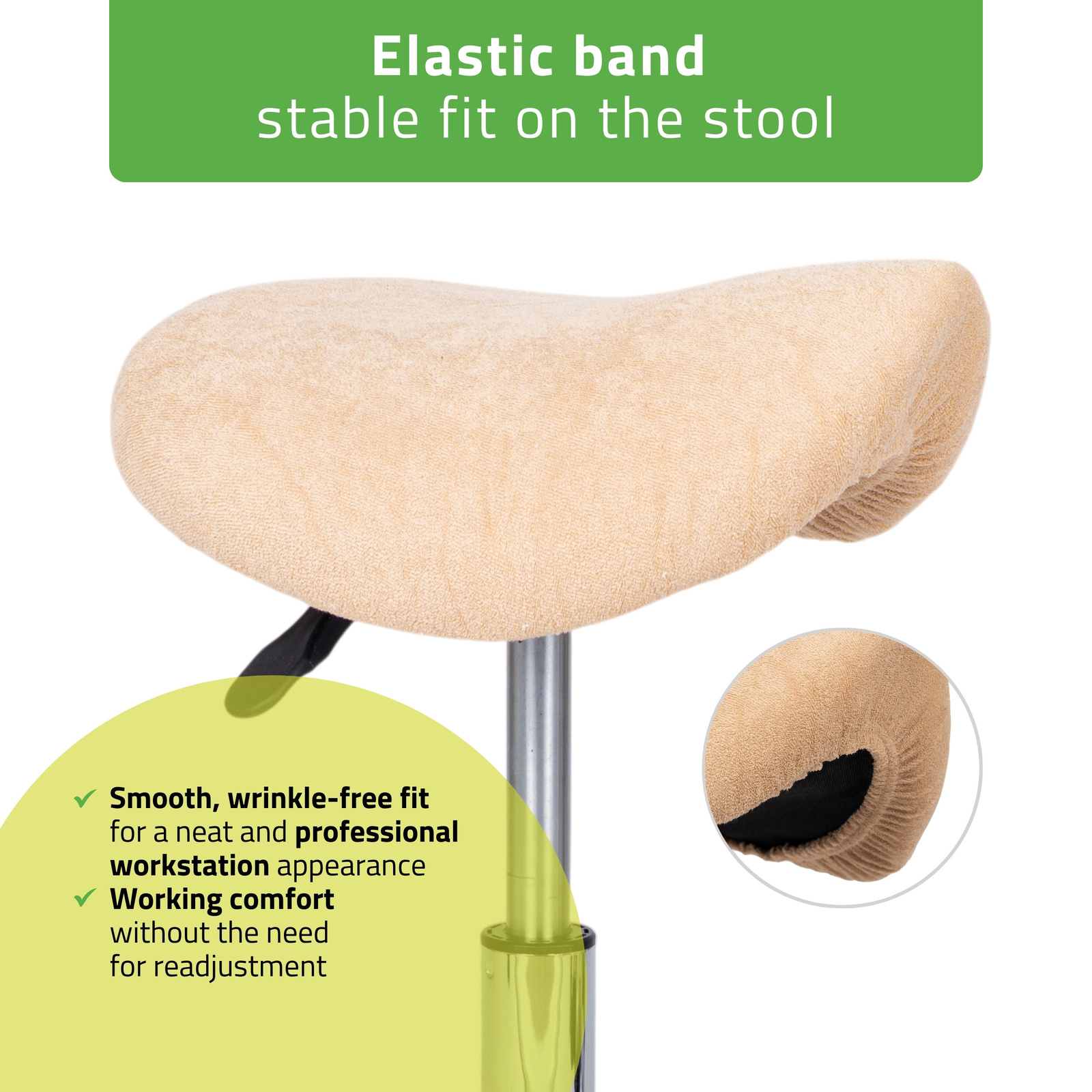 Överdrag i frotté till sadelstolar med diameter 34 till 40 cm, beige - 4