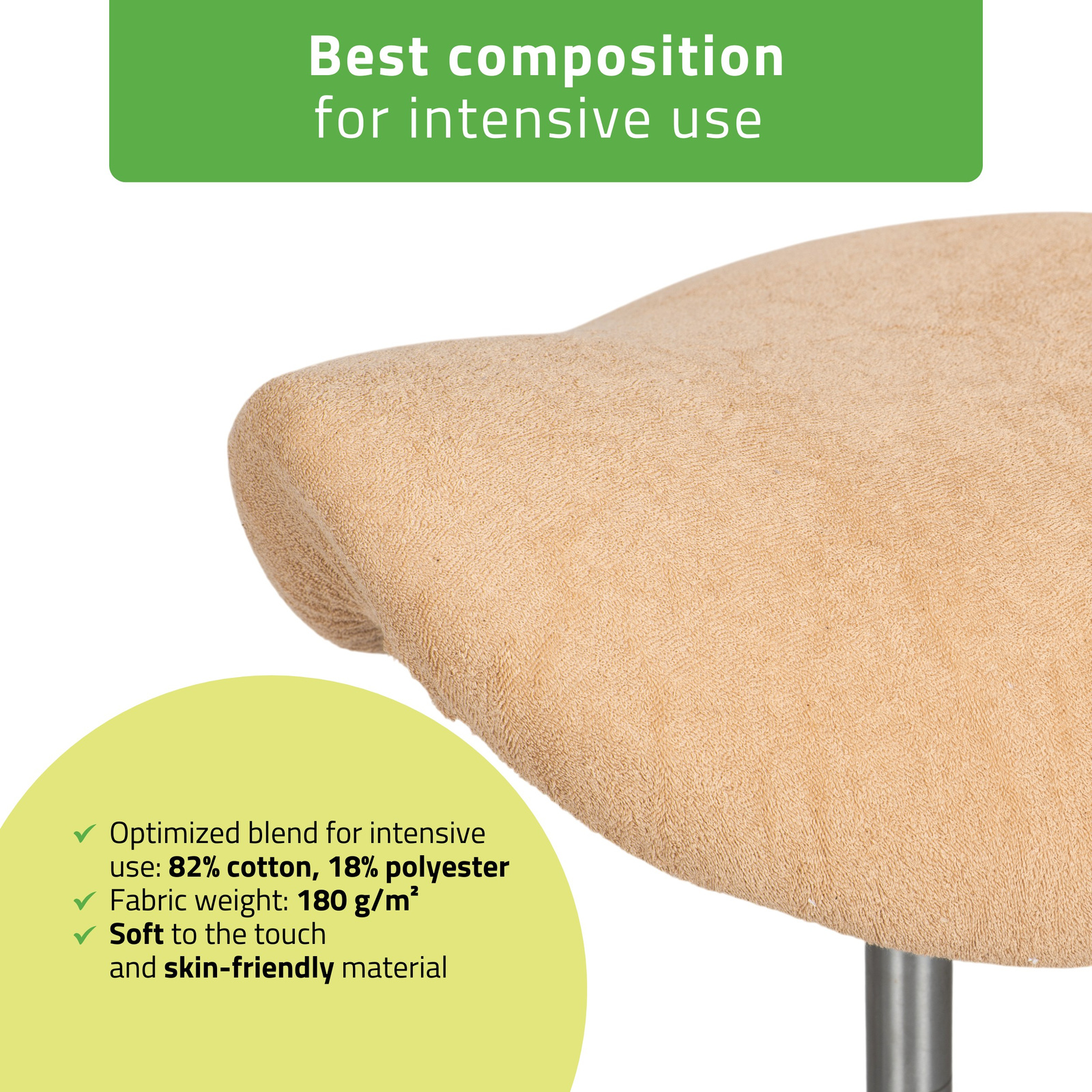Överdrag i frotté till sadelstolar med diameter 34 till 40 cm, beige - 3