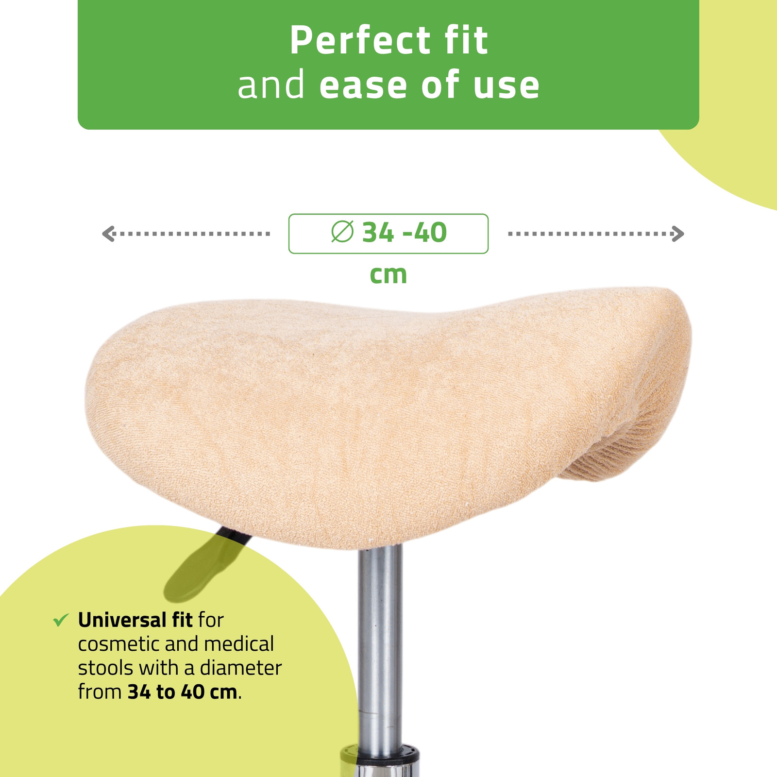 Överdrag i frotté till sadelstolar med diameter 34 till 40 cm, beige - 2