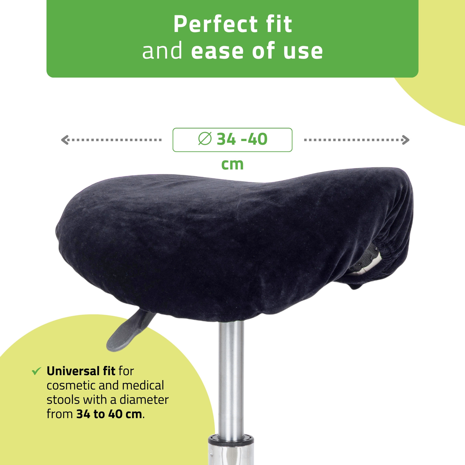 Överdrag i velour till sadelstolar med diameter 34 till 40 cm, svart - 2