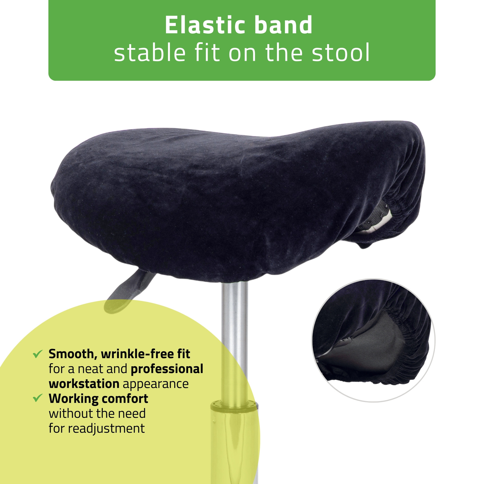 Överdrag i velour till sadelstolar med diameter 34 till 40 cm, svart - 4