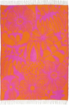 Blomranka cerise/orange ullfilt från Klippan