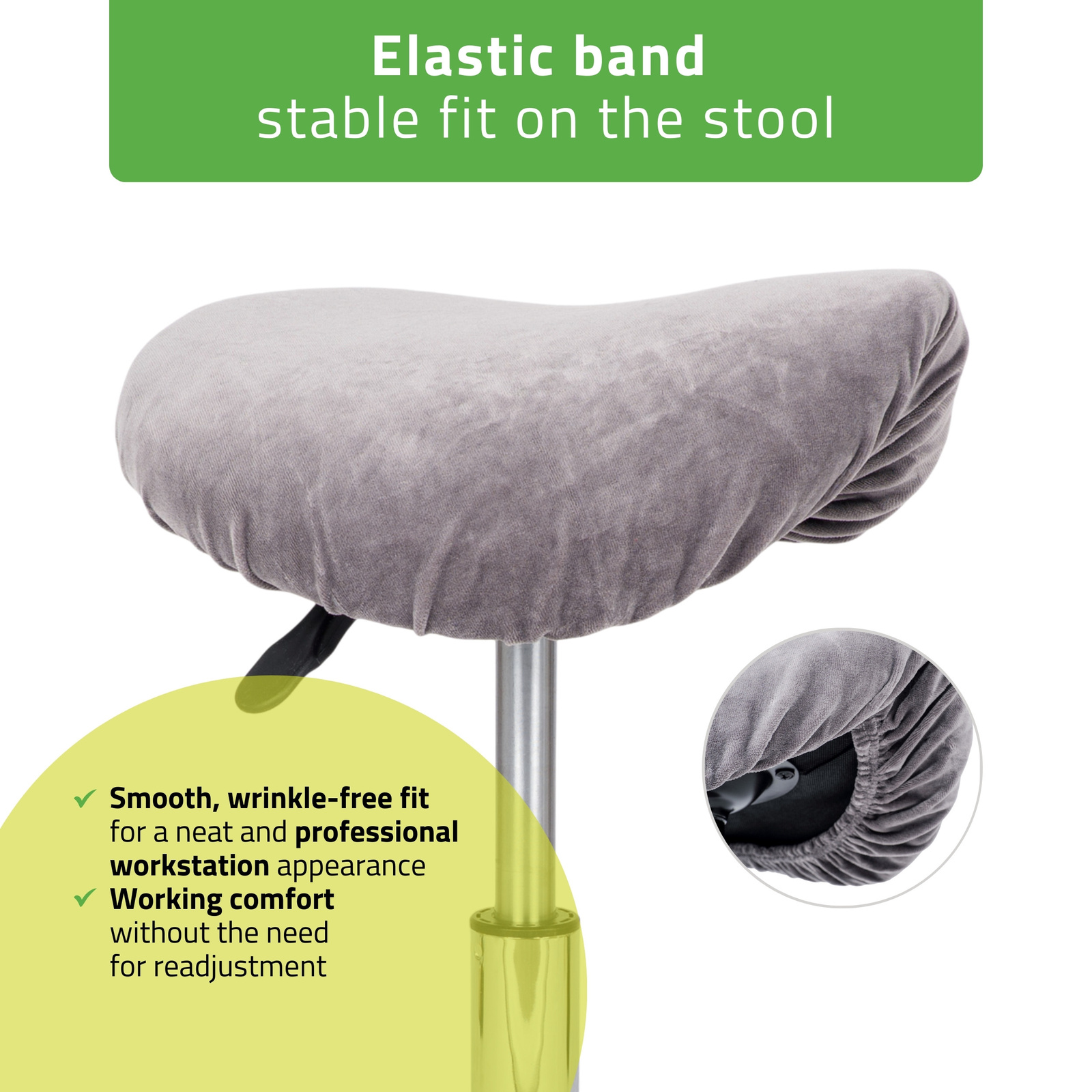 Överdrag i velour till sadelstolar med diameter 34 till 40 cm, grå - 4