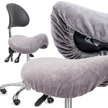 Överdrag i velour till sadelstolar med diameter 34 till 40 cm, grå