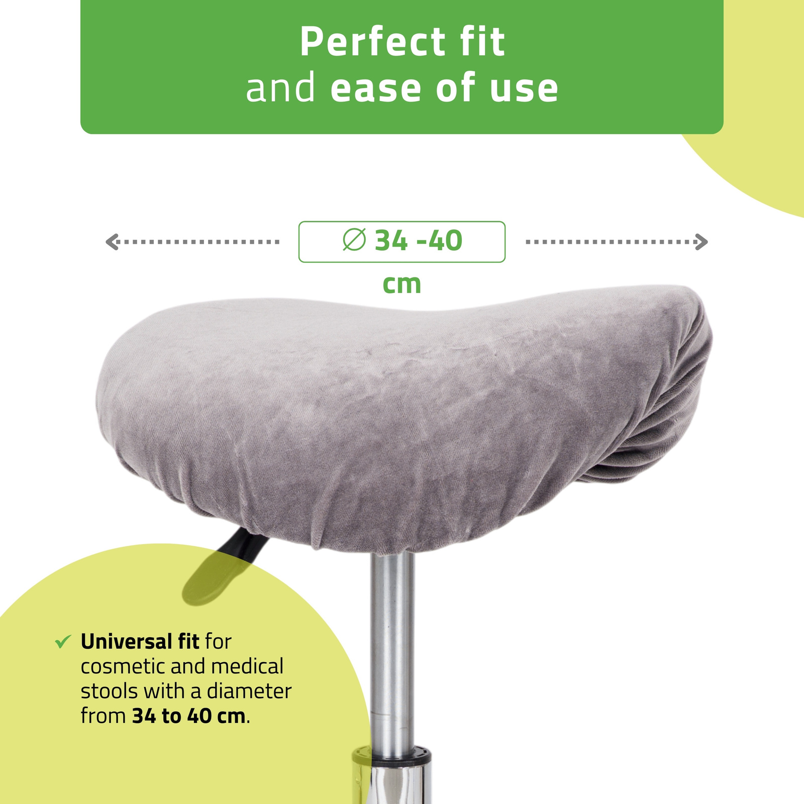 Överdrag i velour till sadelstolar med diameter 34 till 40 cm, grå - 2