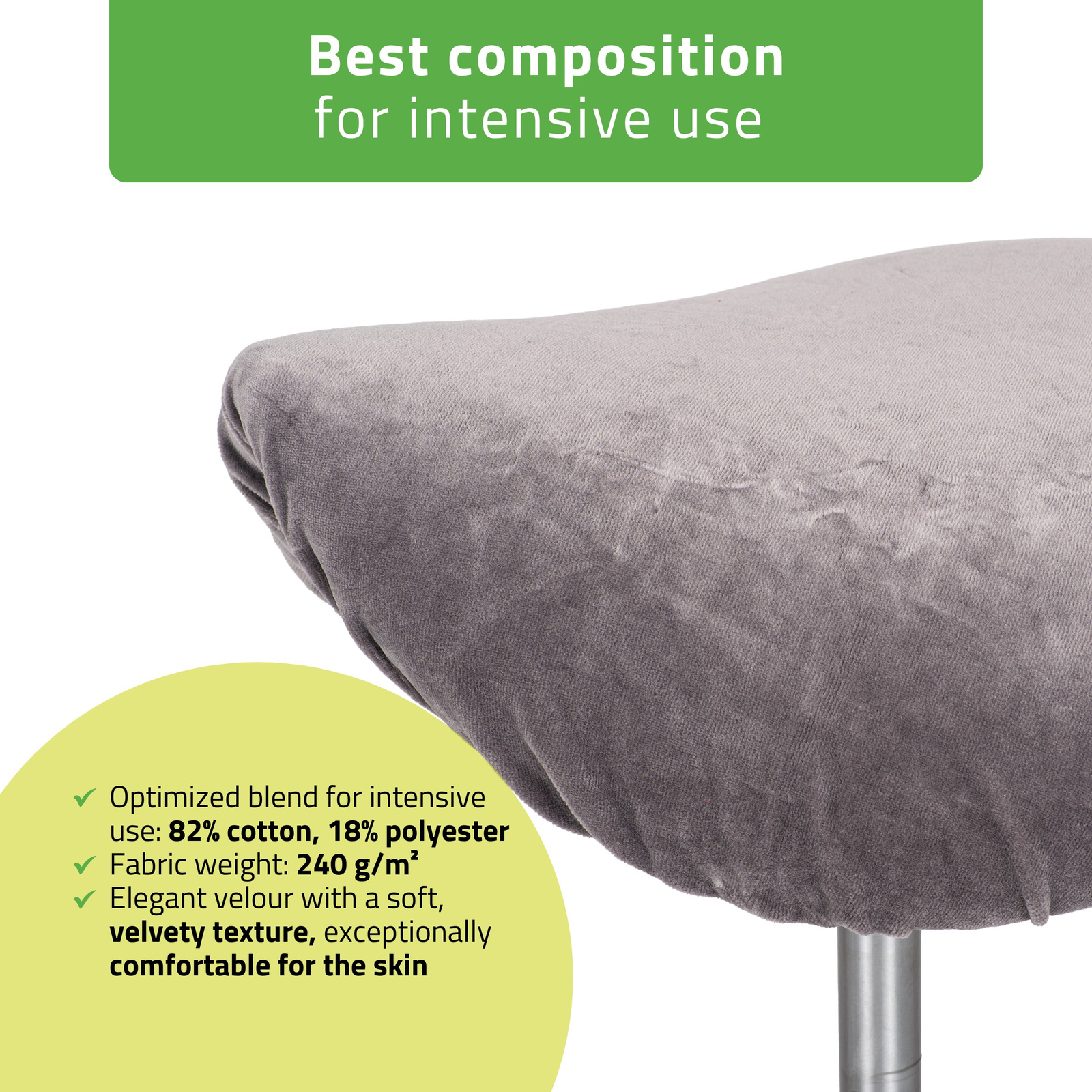 Överdrag i velour till sadelstolar med diameter 34 till 40 cm, grå - 3