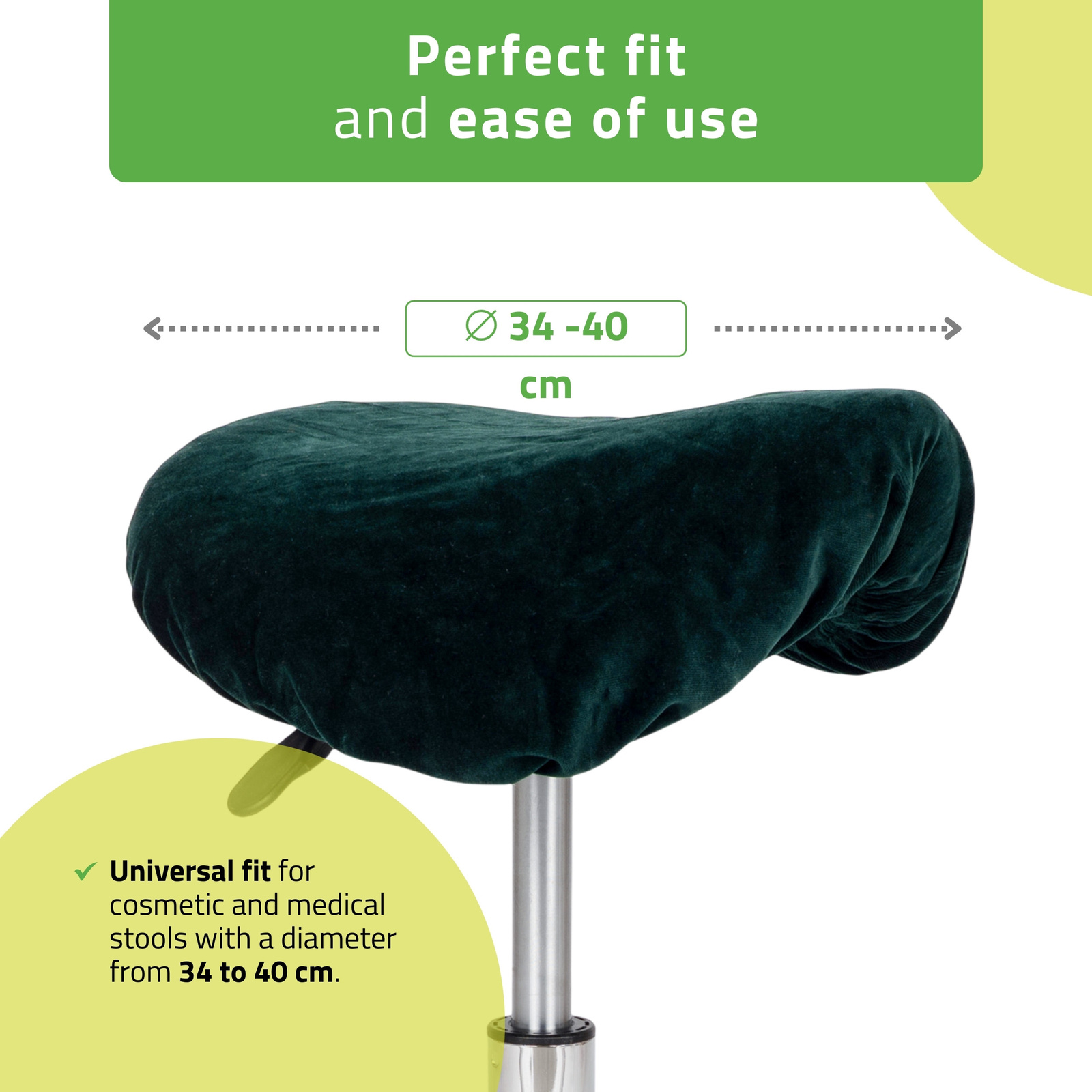 Överdrag i velour till sadelstolar med diameter 34 till 40 cm, grön - 2
