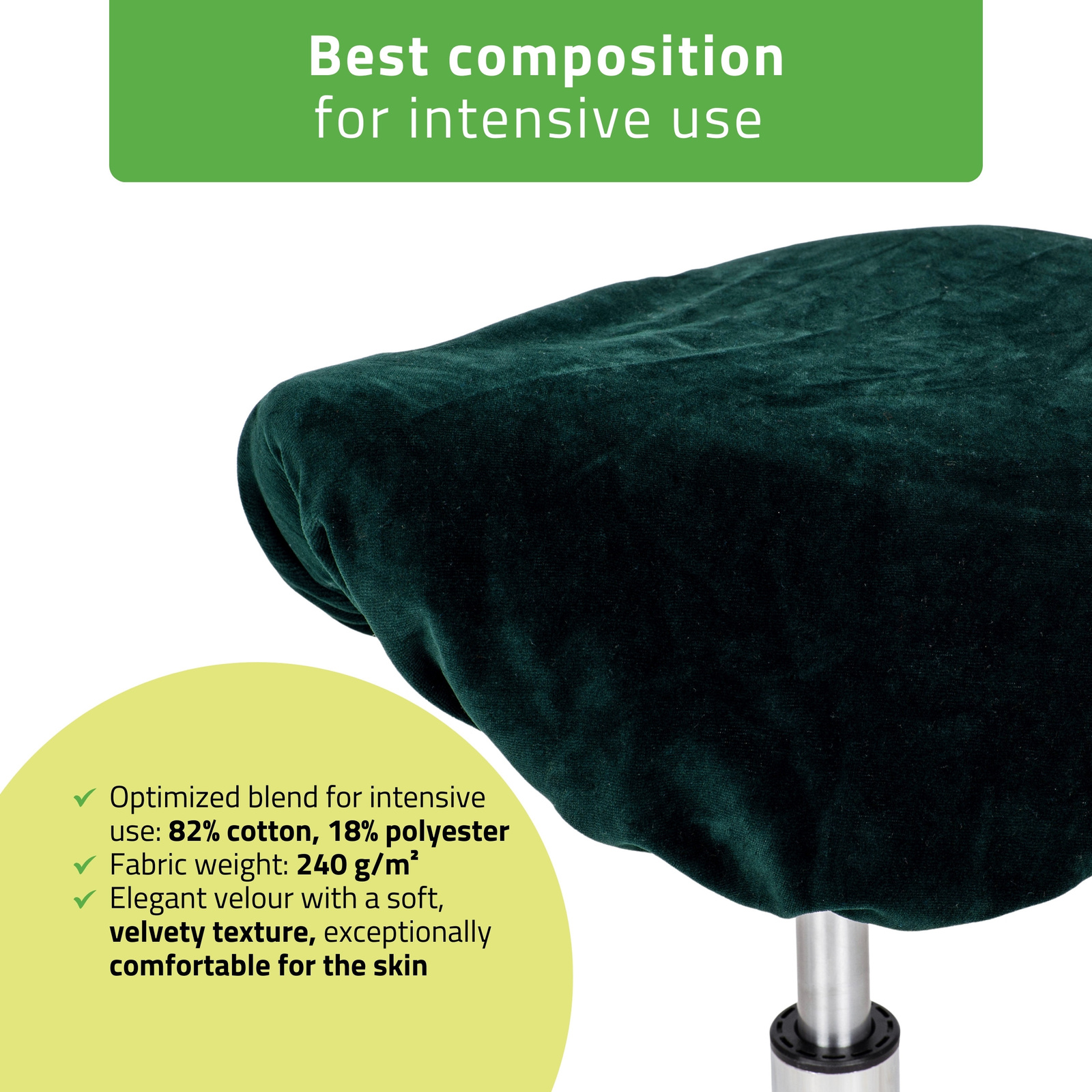 Överdrag i velour till sadelstolar med diameter 34 till 40 cm, grön - 3