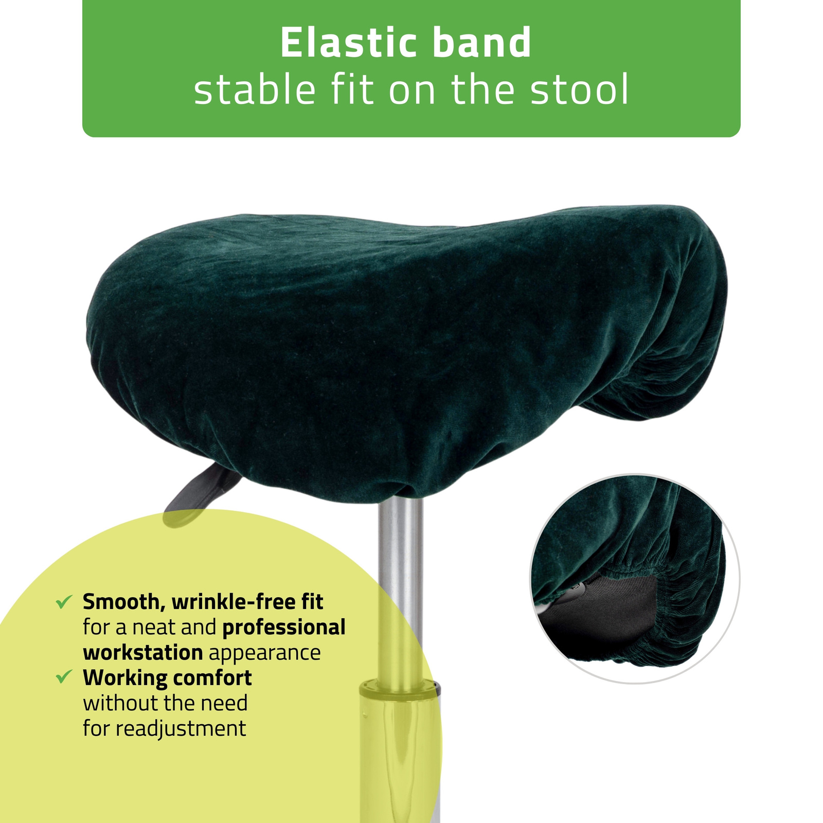 Överdrag i velour till sadelstolar med diameter 34 till 40 cm, grön - 4