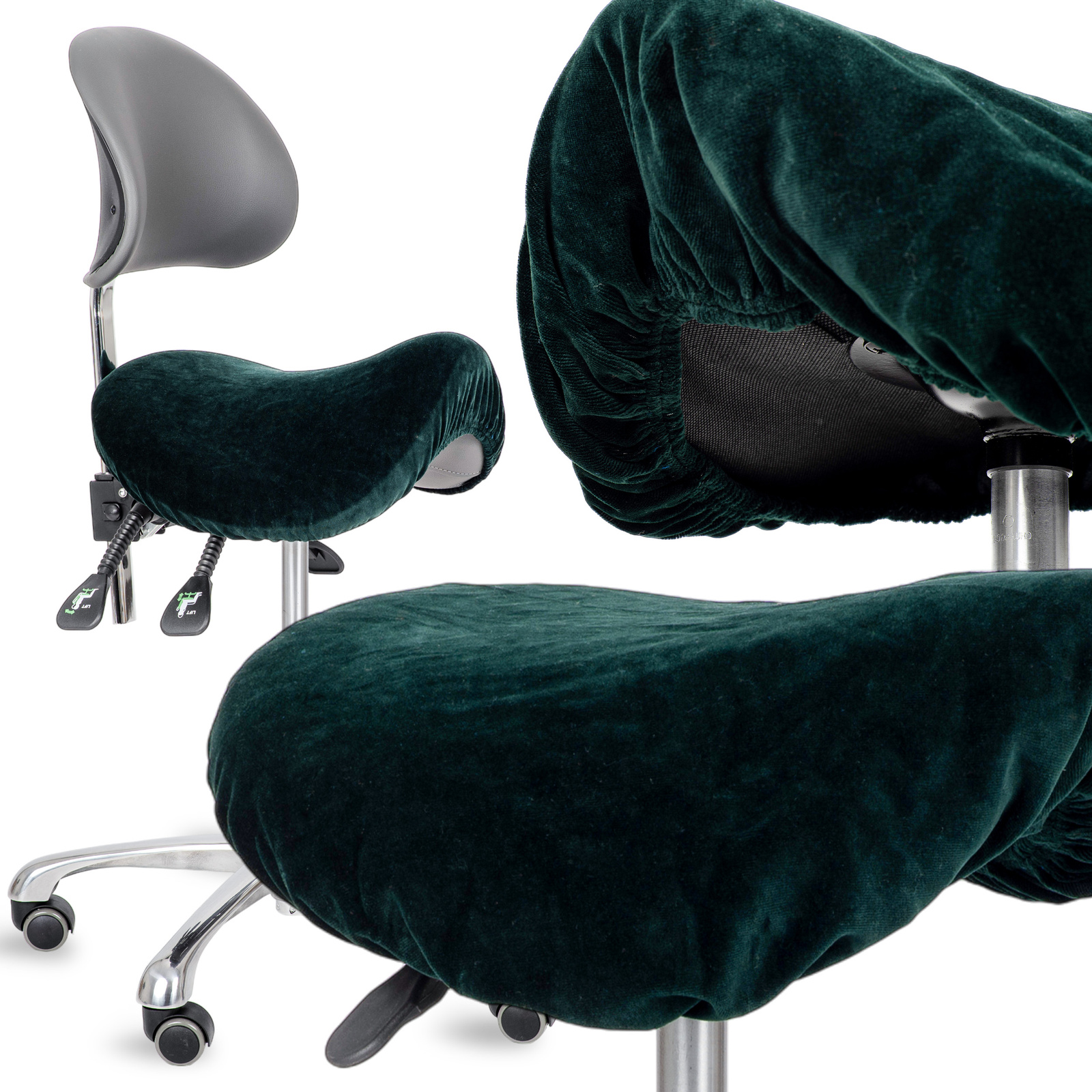 Överdrag i velour till sadelstolar med diameter 34 till 40 cm, grön