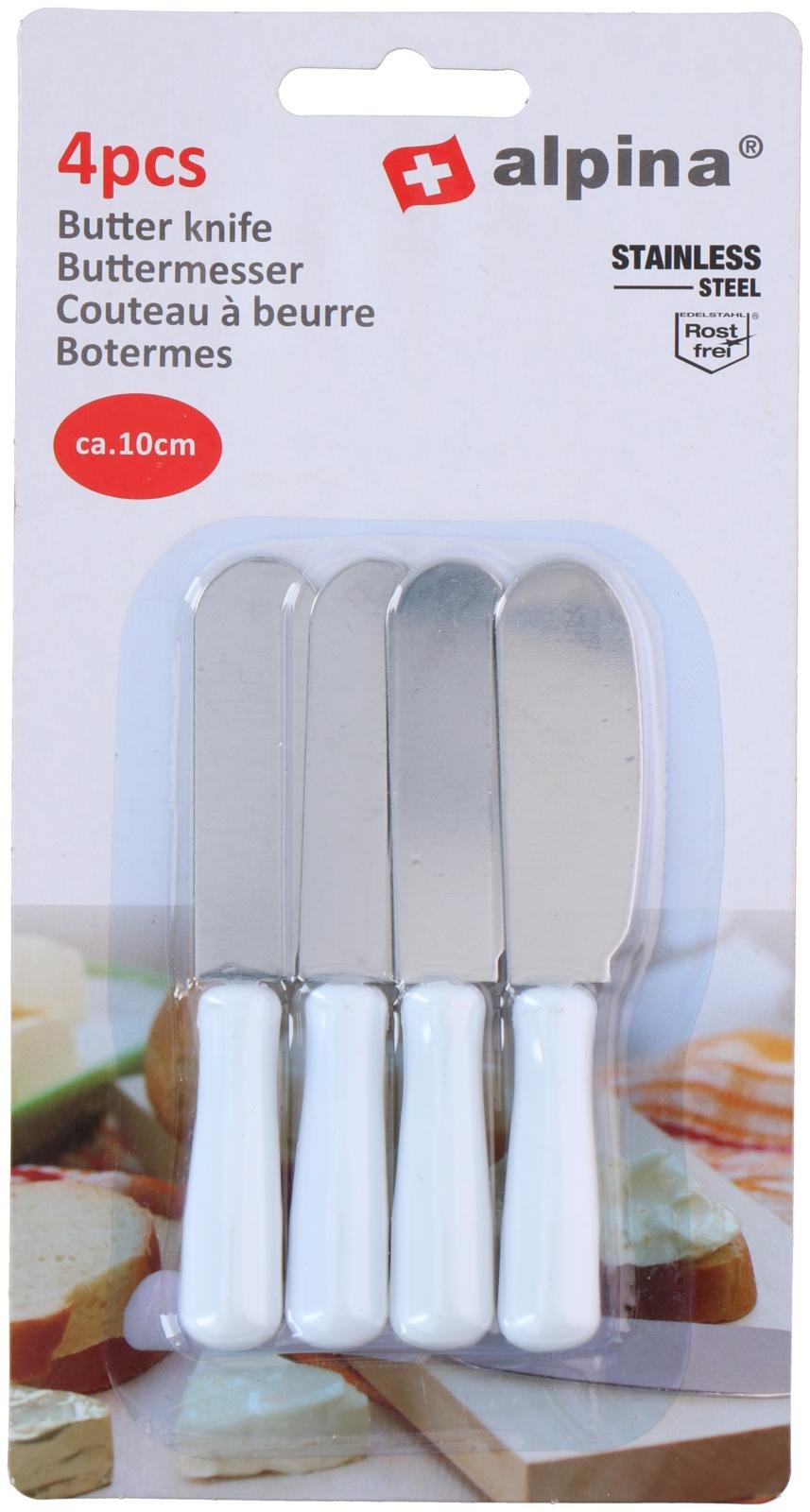 ALPINA Smörkniv 10 cm 4-pack - Praktiska Knivar för Frukost & Servering - 2
