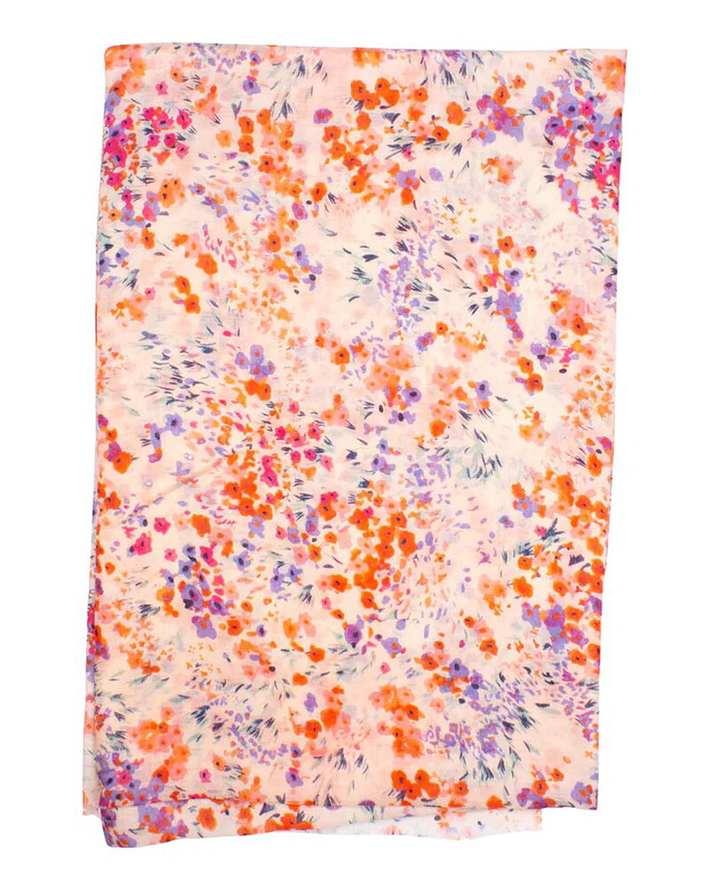 Sjal Bath småblommig orange/rosa/lila