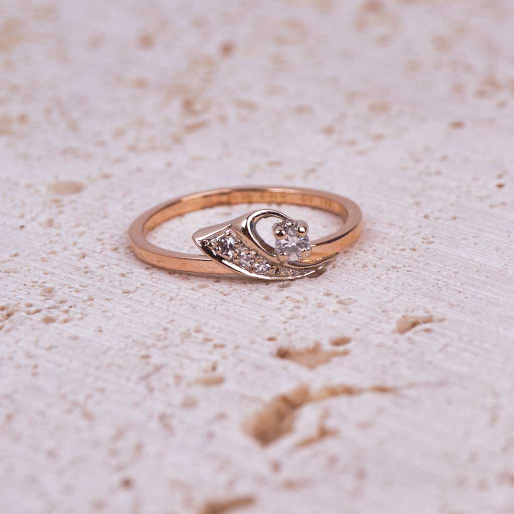 Guldring 2-färg 0,17ct diamanter, Vintage - 5