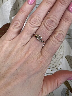 Guldring 2-farvet 0,17ct diamanter, Vintage
