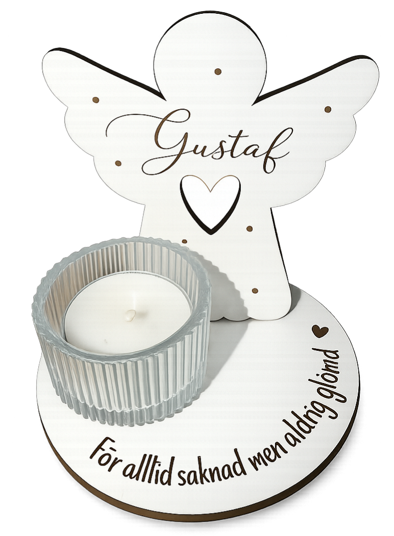 Minnesängel med ljus liten ängel