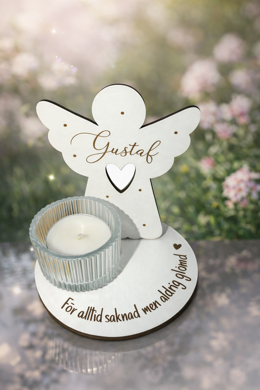 Minnesängel med ljus liten ängel - 2