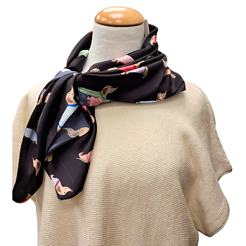 Satinscarf - Taxar-Svart