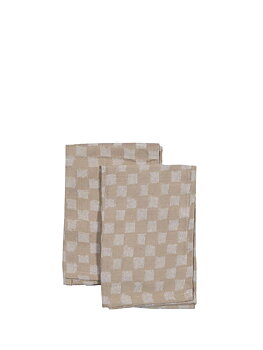 Sagaform /Byon Bomullsservett Checki, beige, 2-pack, 45x45 cm