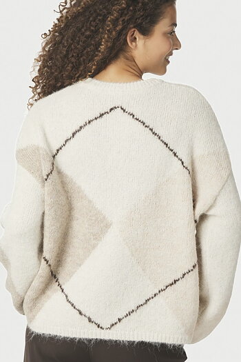 Neo Noir &nbsp;- Inga Check Fluff Knit Blouse  Creme