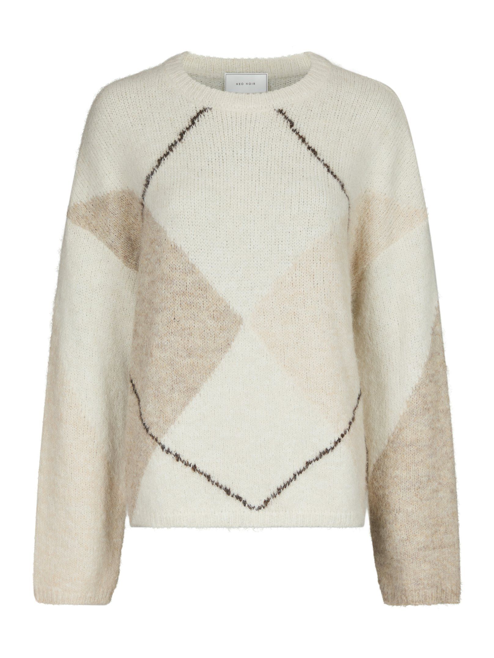 Neo Noir &nbsp;- Inga Check Fluff Knit Blouse  Creme - 4