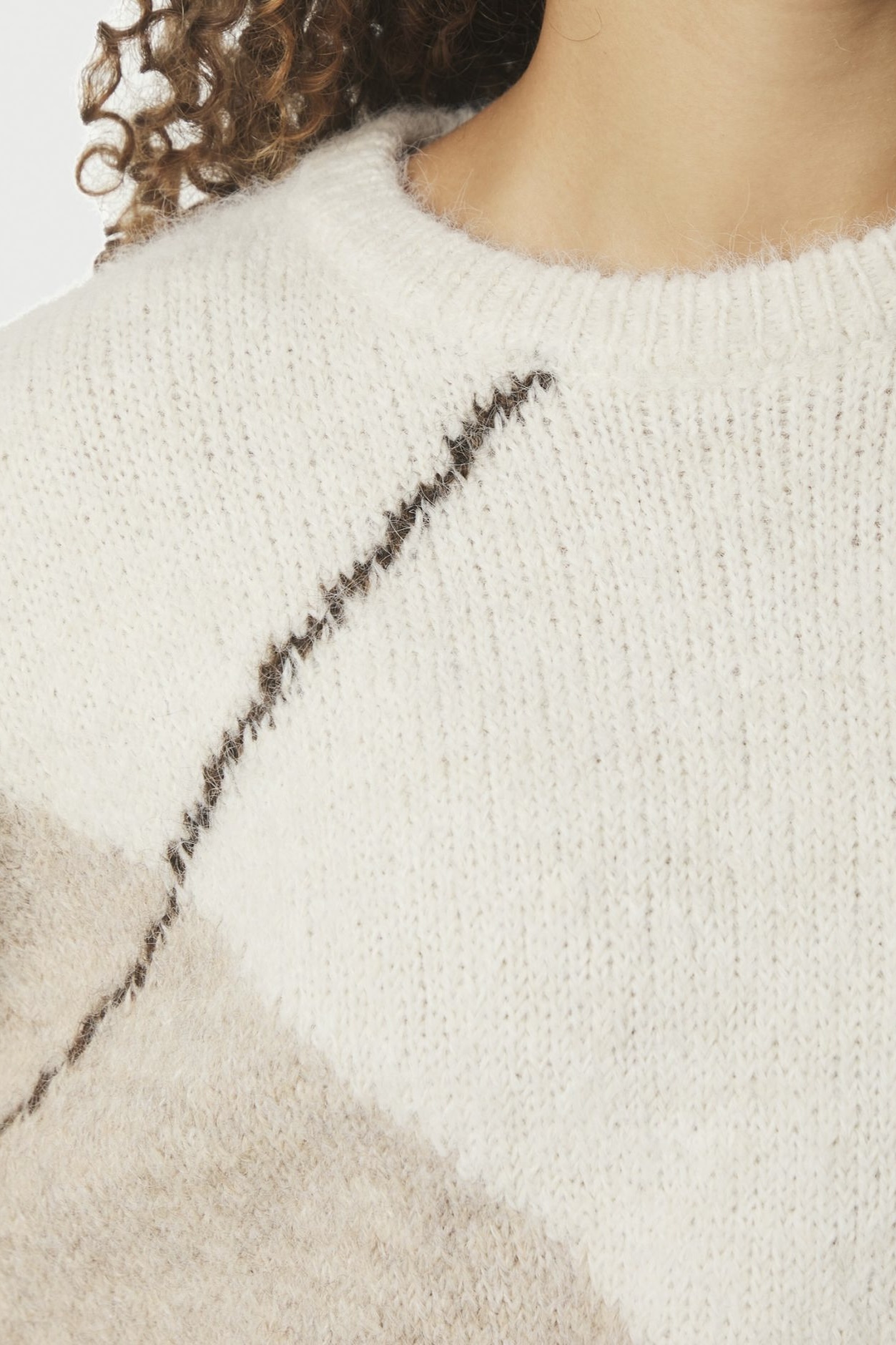 Neo Noir &nbsp;- Inga Check Fluff Knit Blouse  Creme - 5