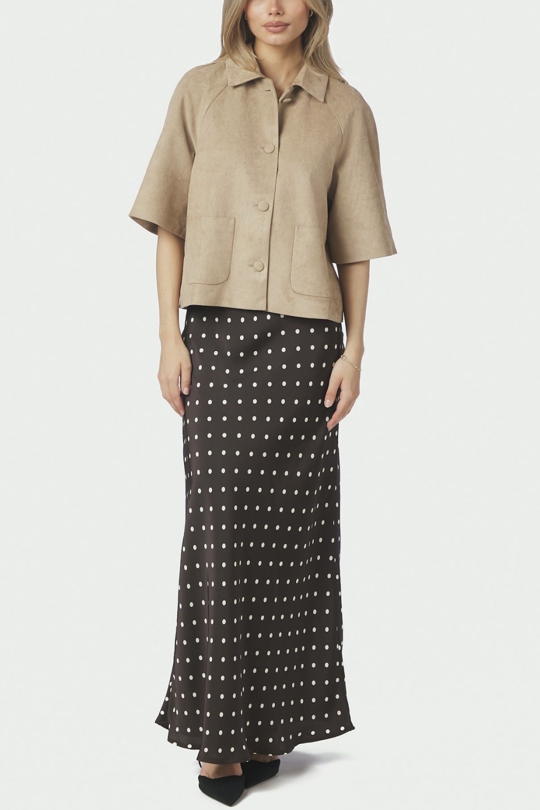Neo Noir  - Editta Faux Suede Jacket Sand - 3