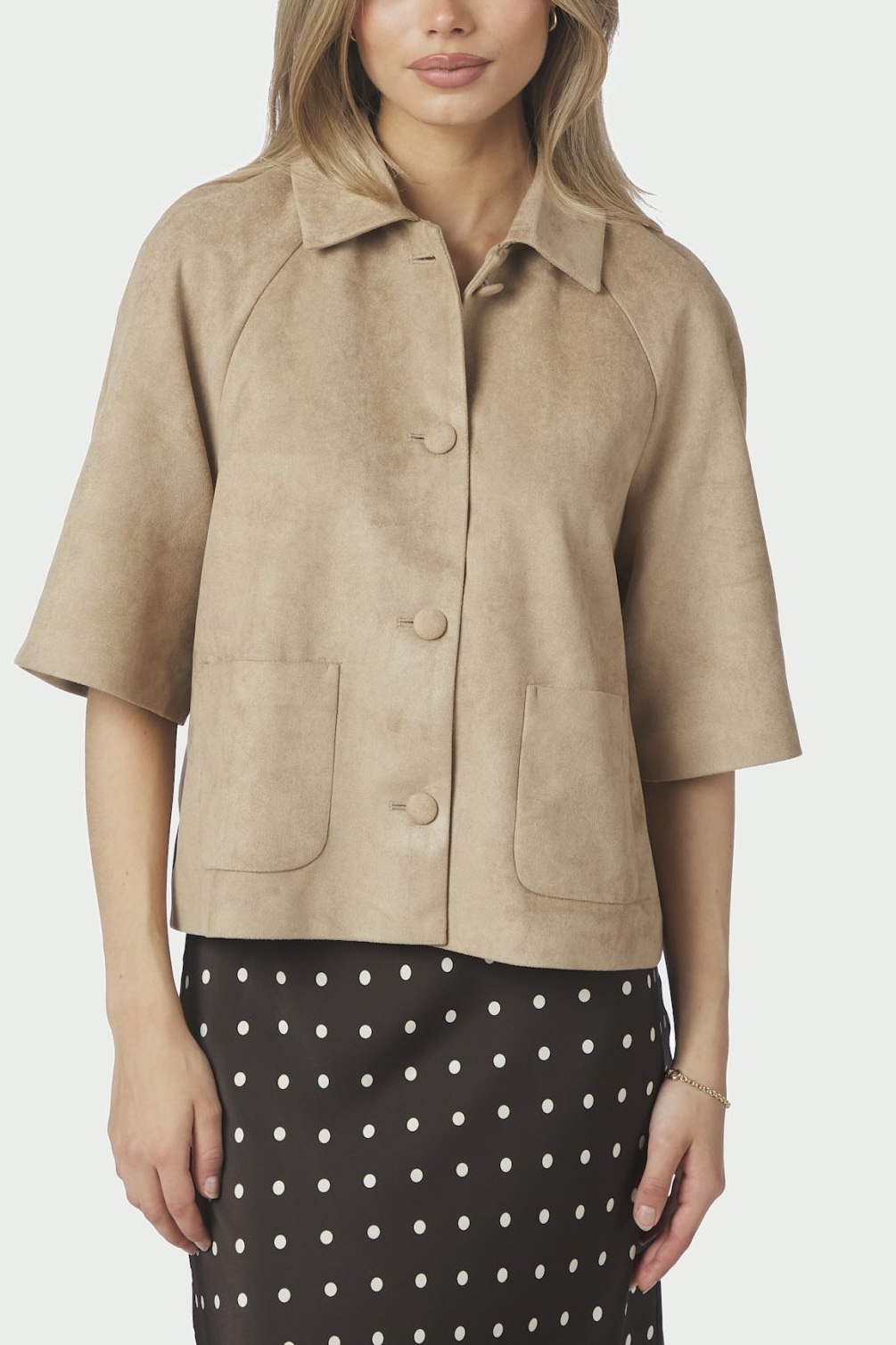 Neo Noir  - Editta Faux Suede Jacket Sand