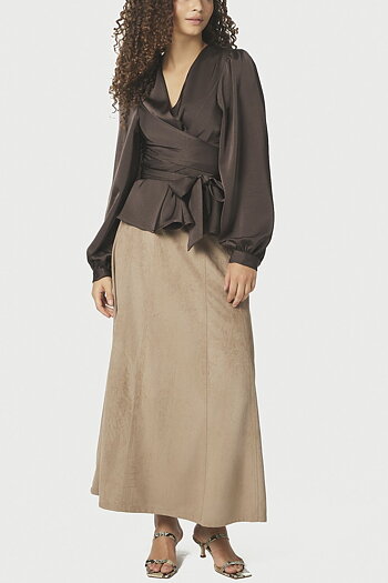 Neo Noir  - Raya Faux Suede Skirt Sand