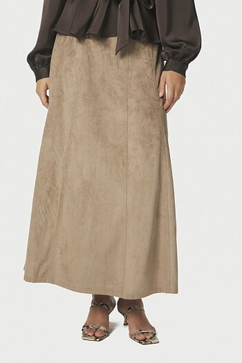 Neo Noir  - Raya Faux Suede Skirt Sand