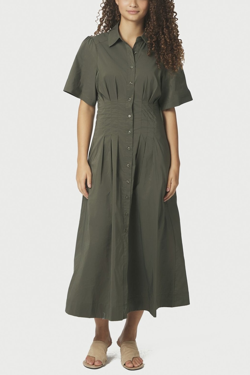 Neo Noir -  Baia Poplin Dress Army