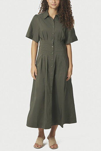 Neo Noir -  Baia Poplin Dress Army