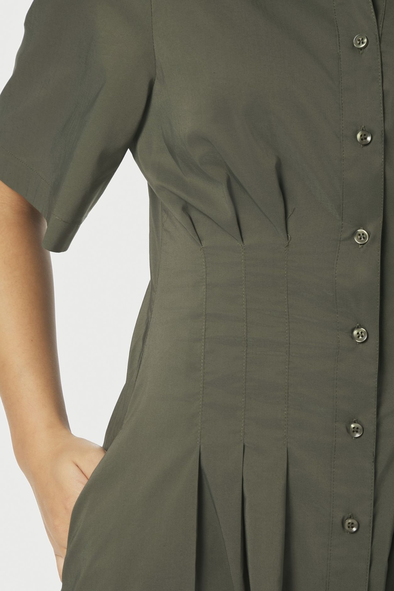 Neo Noir -  Baia Poplin Dress Army - 3